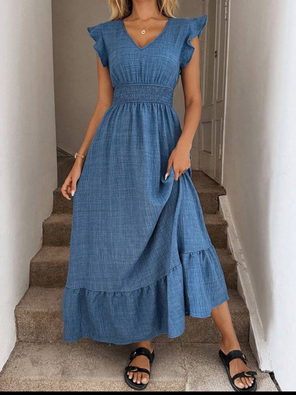 Cap sleeve maxi dress